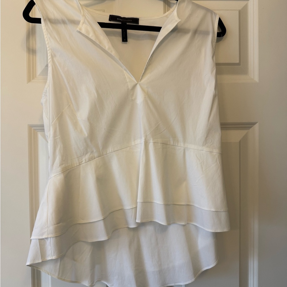 BCBGMaxAzria White Tiered Blouse